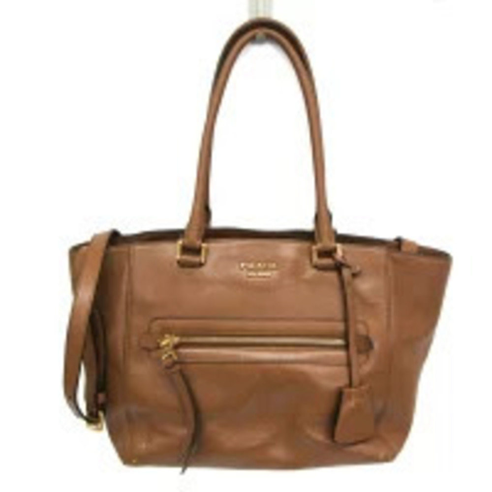 Prada Arque Vitello Daino Leather Hobo Shoulder Bag Brown
